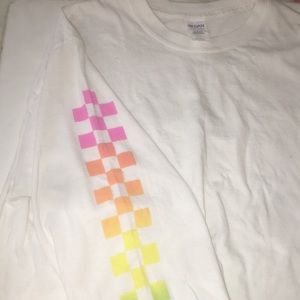 White Croptop With Colored Squares.